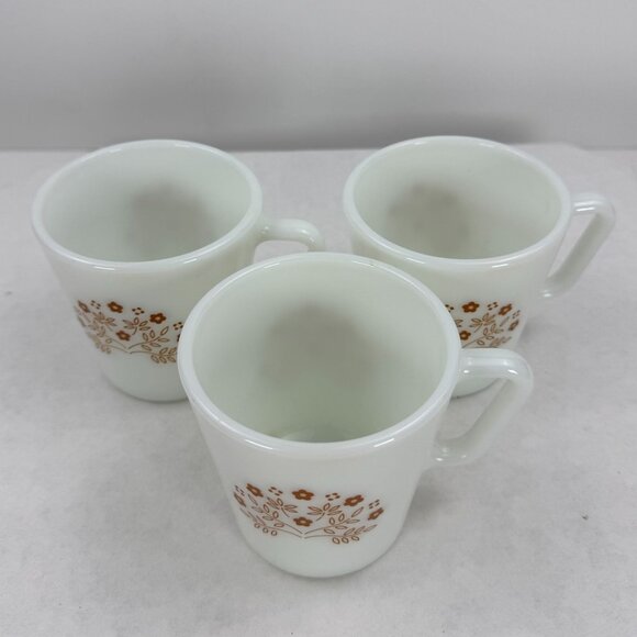 Vintage 1970s Pyrex Milk Glass Coffee Cup Mug Summer Impressions Floral Set Of 3 - Picture 2 of 8